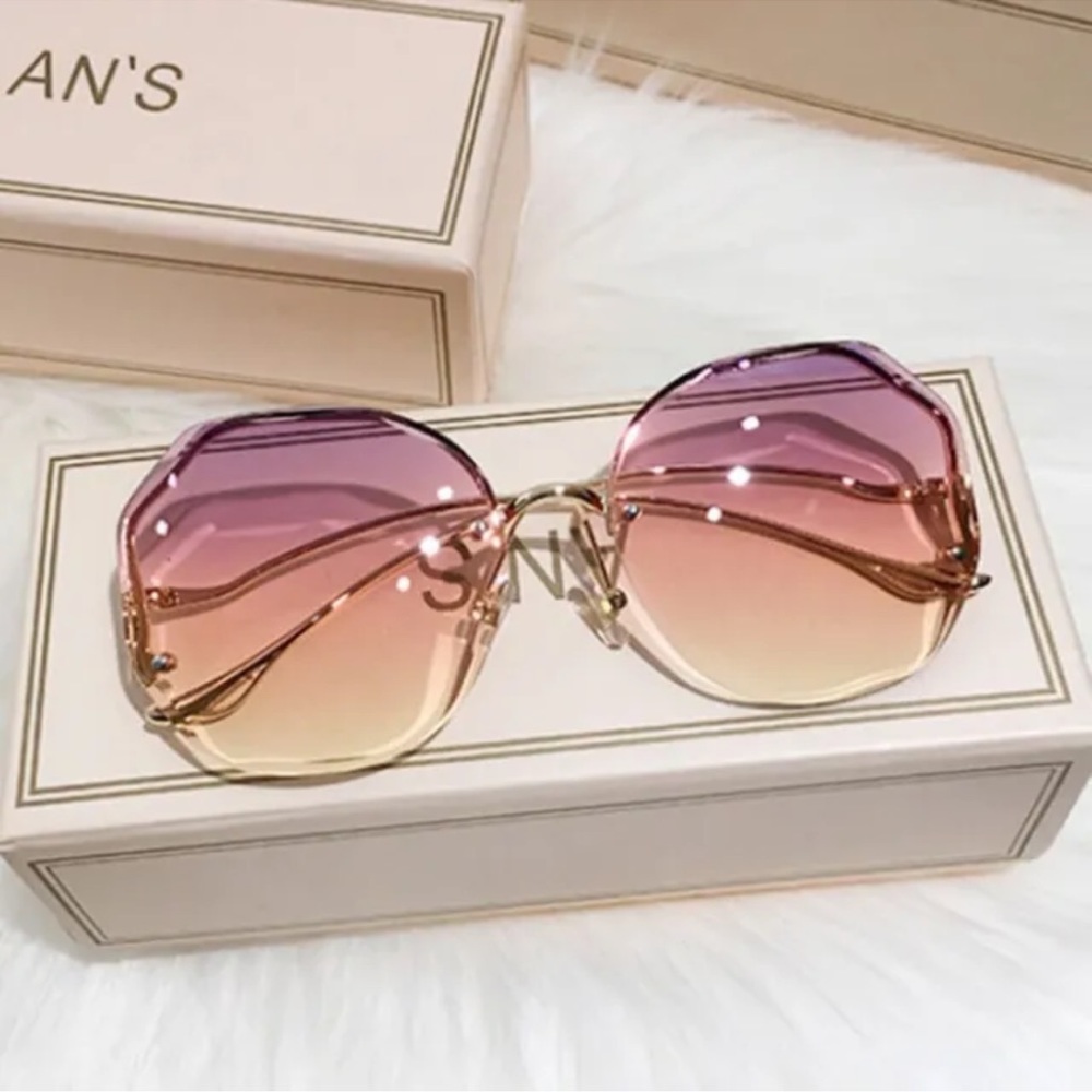 Geo Octagon Rose Metal Frame Sunnies Sunglasses - Picture 6 of 6